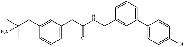 2-(3-(2-amino-2-methylpropyl)phenyl)-N-((4'-hydroxy-[1,1'-biphenyl]-3-yl)methyl)acetamide Struktur