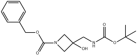 benzyl 3-({[(tert-butoxy)carbonyl]amino}methyl)-3-hydroxyazetidine-1-carboxylate Struktur