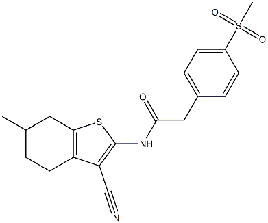 N-(3-cyano-6-methyl-4,5,6,7-tetrahydro-1-benzothiophen-2-yl)-2-(4-methylsulfonylphenyl)acetamide Struktur