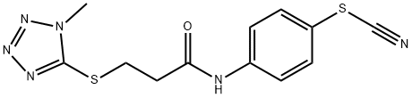 [4-[3-(1-methyltetrazol-5-yl)sulfanylpropanoylamino]phenyl] thiocyanate Struktur