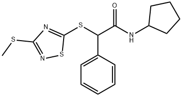 N-cyclopentyl-2-[(3-methylsulfanyl-1,2,4-thiadiazol-5-yl)sulfanyl]-2-phenylacetamide Struktur