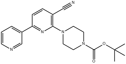 tert-butyl 4-{5-cyano-[2,3-bipyridine]-6-yl}piperazine-1-carboxylate Struktur