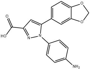 1-(4-aminophenyl)-5-(2H-1,3-benzodioxol-5-yl)-1H-pyrazole-3-carboxylic acid Structure