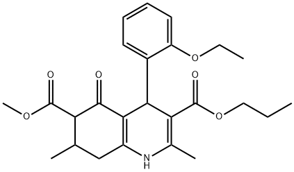 6-methyl 3-propyl 4-(2-ethoxyphenyl)-2,7-dimethyl-5-oxo-1,4,5,6,7,8-hexahydroquinoline-3,6-dicarboxylate Struktur