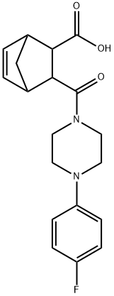 3-(4-(4-fluorophenyl)piperazine-1-carbonyl)bicyclo[2.2.1]hept-5-ene-2-carboxylic acid Struktur