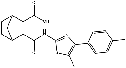 3-((5-methyl-4-(p-tolyl)thiazol-2-yl)carbamoyl)bicyclo[2.2.1]hept-5-ene-2-carboxylic acid Struktur