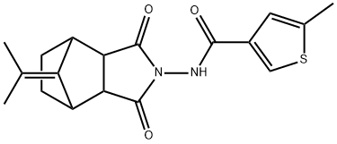 N-(1,3-dioxo-8-(propan-2-ylidene)hexahydro-1H-4,7-methanoisoindol-2(3H)-yl)-5-methylthiophene-3-carboxamide Struktur