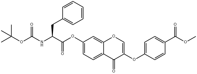 (S)-methyl 4-((7-((2-((tert-butoxycarbonyl)amino)-3-phenylpropanoyl)oxy)-4-oxo-4H-chromen-3-yl)oxy)benzoate Struktur