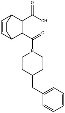 3-(4-benzylpiperidine-1-carbonyl)bicyclo[2.2.2]oct-5-ene-2-carboxylic acid Struktur