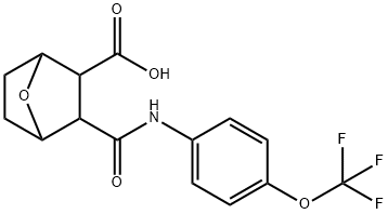 3-((4-(trifluoromethoxy)phenyl)carbamoyl)-7-oxabicyclo[2.2.1]heptane-2-carboxylic acid Struktur