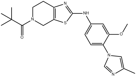 1-(2-((3-Methoxy-4-(4-methyl-1H-imidazol-1-yl)phenyl)amino)-6,7-dihydrothiazolo[5,4-c]pyridin-5(4H)-yl)-2,2-dimethylpropan-1-one Struktur