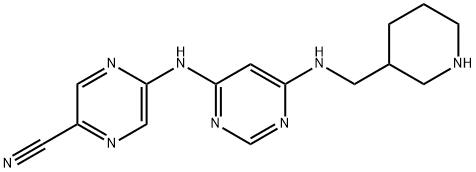 5-((6-((Piperidin-3-ylmethyl)amino)pyrimidin-4-yl)amino)pyrazine-2-carbonitrile Struktur