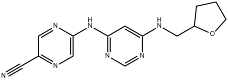 5-((6-(Methyl(tetrahydrofuran-2-yl)amino)pyrimidin-4-yl)amino)pyrazine-2-carbonitrile Struktur