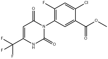 Methyl 2-chloro-5-(2,6-dioxo-4-(trifluoromethyl)-2,3-dihydropyrimidin-1(6H)-yl)-4-fluorobenzoate Struktur