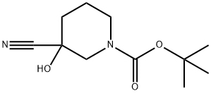 tert-butyl 3-cyano-3-hydroxypiperidine-1-carboxylate Struktur