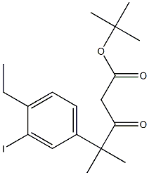 tert-butyl 4-(4-ethyl-3-iodophenyl)-4-methyl-3-oxopentanoate Struktur