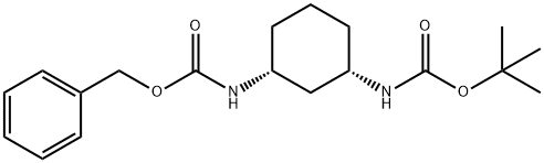 benzyl N-[(1R,3S)-3-{[(tert-butoxy)carbonyl]amino}cyclohexyl]carbamate Struktur