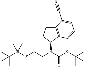 Carbamic acid,N-[(1S)-4-cyano-2,3-dihydro-1H-inden-1-yl]-N-[2-[[(1,1-dimethylethyl)dimethylsilyl]oxy]ethyl]-, 1,1-dimethylethyl ester Struktur