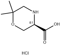 (R)-6,6-Dimethyl-morpholine-3-carboxylic acid hydrochloride Struktur