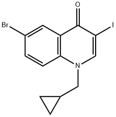 6-Bromo-1-cyclopropylmethyl-3-iodo-1H-quinolin-4-one Struktur