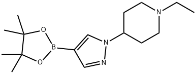 1-ethyl-4-[4-(4,4,5,5-tetramethyl-1,3,2-dioxaborolan-2-yl)-1H-pyrazol-1-yl]piperidine Struktur