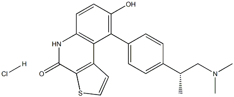 (R)-9-(4-(1-(dimethylamino)propan-2-yl)phenyl)-8-hydroxythieno[2,3-c]quinolin-4(5H)-one hydrochloride Struktur