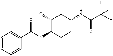 S-((1R,2R,4R)-2-hydroxy-4-(2,2,2-trifluoroacetamido)cyclohexyl)benzothioate Struktur