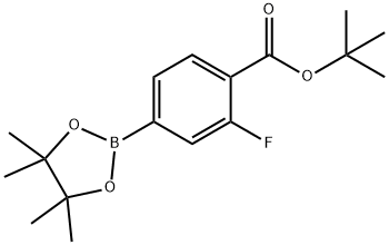 2-Fluoro-4-(4,4,5,5-tetramethyl-[1,3,2]dioxaborolan-2-yl)-benzoic acid tert-butyl ester Struktur