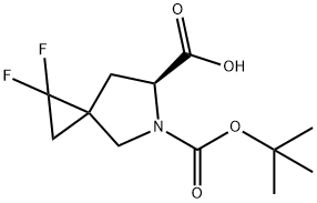 (6S)-5-(tert-Butoxycarbonyl)-1,1-difluoro-5-azaspiro[2.4]heptane-6-carboxylic acid Struktur