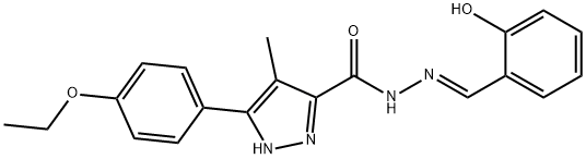 (E)-5-(4-ethoxyphenyl)-N'-(2-hydroxybenzylidene)-4-methyl-1H-pyrazole-3-carbohydrazide Struktur