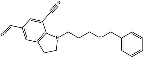 5-Formyl-2,3-dihydro-1-[3-(phenylmethoxy)propyl]-1H-indole-7-carbonitrile Struktur