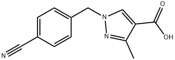 1-(4-cyanobenzyl)-3-methyl-1H-pyrazole-4-carboxylic acid Struktur