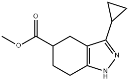 methyl 3-cyclopropyl-4,5,6,7-tetrahydro-1H-indazole-5-carboxylate Struktur