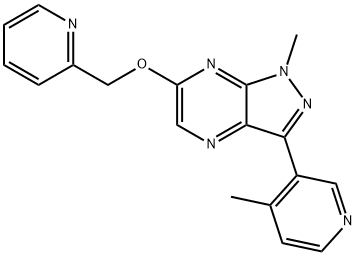 1-Methyl-3-(4-methyl-3-pyridinyl)-6-(2-pyridinylmethoxy)-1H-pyrazolo[3,4-b]pyrazine Struktur