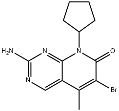 2-amino-6-bromo-8-cyclopentyl-5-methylpyrido[2,3-d]pyrimidin-7(8H)-one Struktur