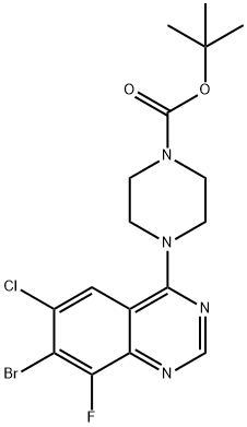 tert-butyl 4-(7-bromo-6-chloro-8-fluoroquinazolin-4-yl)piperazine-1-carboxylate Struktur