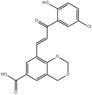 (E)-8-(3-(5-chloro-2-hydroxyphenyl)-3-oxoprop-1-en-1-yl)-4H-benzo[d][1,3]dioxine-6-carboxylic acid Struktur