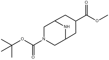 3,9-Diaza-bicyclo[3.3.1]nonane-3,7-dicarboxylic acid 3-tert-butyl ester 7-methyl ester Struktur