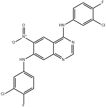 N4,N7-bis(3-chloro-4-fluorophenyl)-6-nitro-4,7-Quinazolinediamine Struktur