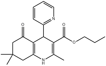 propyl 2,7,7-trimethyl-5-oxo-4-(pyridin-2-yl)-1,4,5,6,7,8-hexahydroquinoline-3-carboxylate Struktur