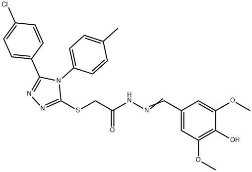 (E)-2-((5-(4-chlorophenyl)-4-(p-tolyl)-4H-1,2,4-triazol-3-yl)thio)-N'-(4-hydroxy-3,5-dimethoxybenzylidene)acetohydrazide Struktur