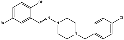 (E)-4-bromo-2-(((4-(4-chlorobenzyl)piperazin-1-yl)imino)methyl)phenol Struktur