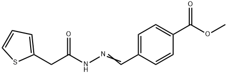 (E)-methyl 4-((2-(2-(thiophen-2-yl)acetyl)hydrazono)methyl)benzoate Struktur