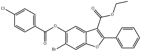 ethyl 6-bromo-5-((4-chlorobenzoyl)oxy)-2-phenylbenzofuran-3-carboxylate Struktur