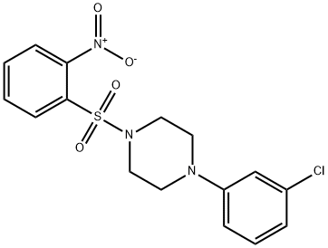 1-(3-chlorophenyl)-4-[(2-nitrophenyl)sulfonyl]piperazine Struktur