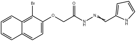 2-[(1-bromonaphthalen-2-yl)oxy]-N'-[(E)-1H-pyrrol-2-ylmethylidene]acetohydrazide Struktur