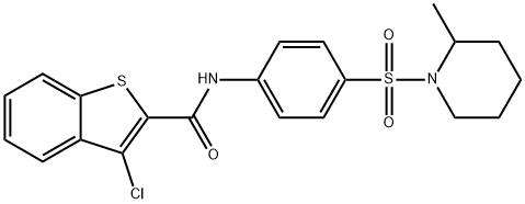 3-chloro-N-{4-[(2-methylpiperidin-1-yl)sulfonyl]phenyl}-1-benzothiophene-2-carboxamide Struktur