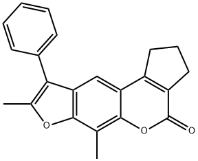 6,8-dimethyl-9-phenyl-2,3-dihydrocyclopenta[c]furo[3,2-g]chromen-4(1H)-one Struktur