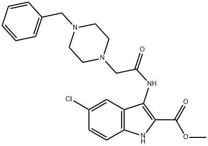 methyl 3-(2-(4-benzylpiperazin-1-yl)acetamido)-5-chloro-1H-indole-2-carboxylate Struktur