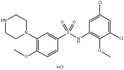 N-(3,5-Dichloro-2-methoxyphenyl)-4-methoxy-3-(1-piperazinyl)-benzenesulfonamide hydrochloride Struktur